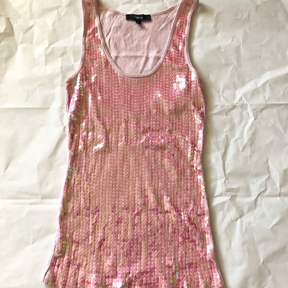 EXPRESS pink sequin tank top